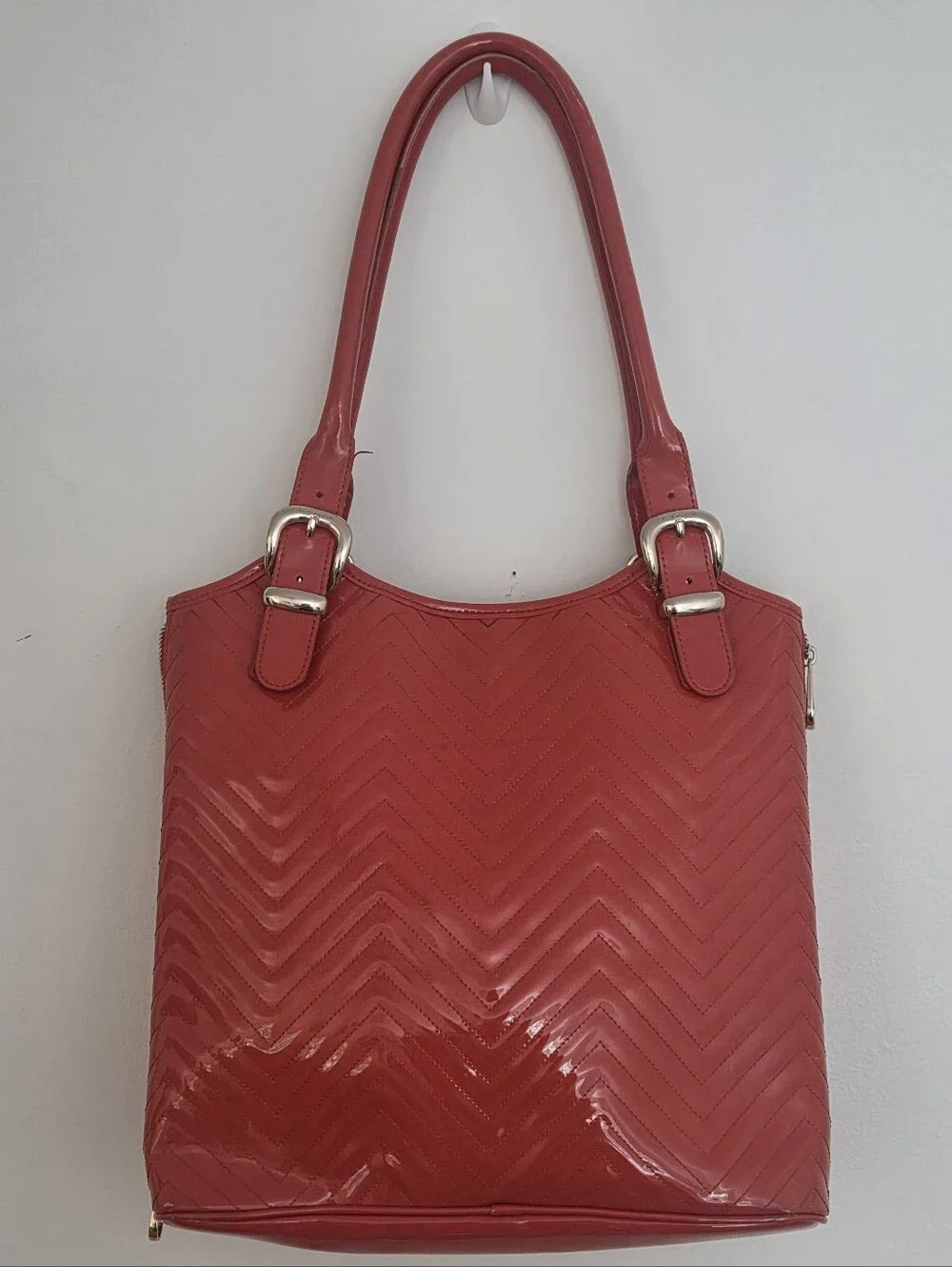 Ted Baker Orange Patent Chevron Tote Bag